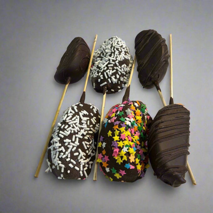 6-pack Rosh Hashanah Chocolate Apple Sticks with Belgian chocolate coating and colorful sprinkles, ideal for holiday gifting and celebrations.