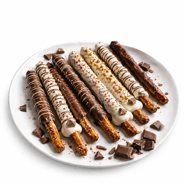 Assorted chocolate-dipped pretzel rods
from The Sweet Tooth In North Miami Beach