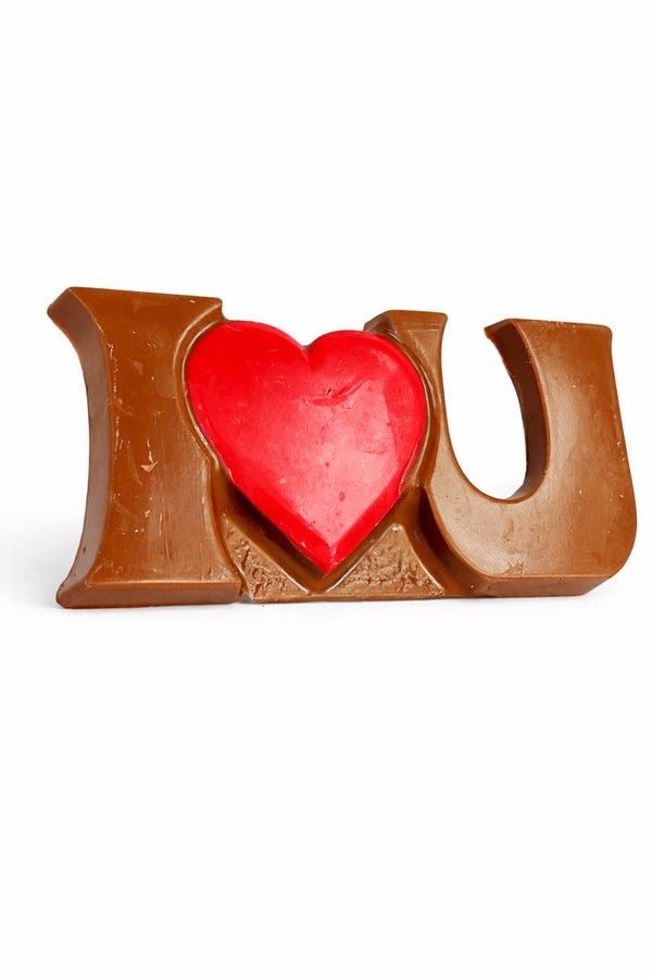 I Love You chocolate bar with red heart design, handcrafted chocolate by The Sweet Tooth North Miami Beach since 1979