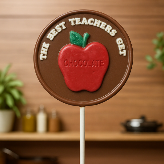 Chocolate teacher appreciation lollipop from The Sweet Tooth North Miami Beach, Kosher certified