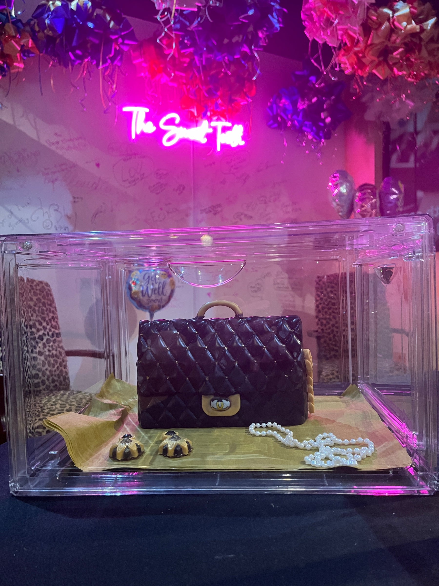Picture of Pure Chocolate Chanel Purse on display at The Sweet Tooth in North Miami Beach, FL