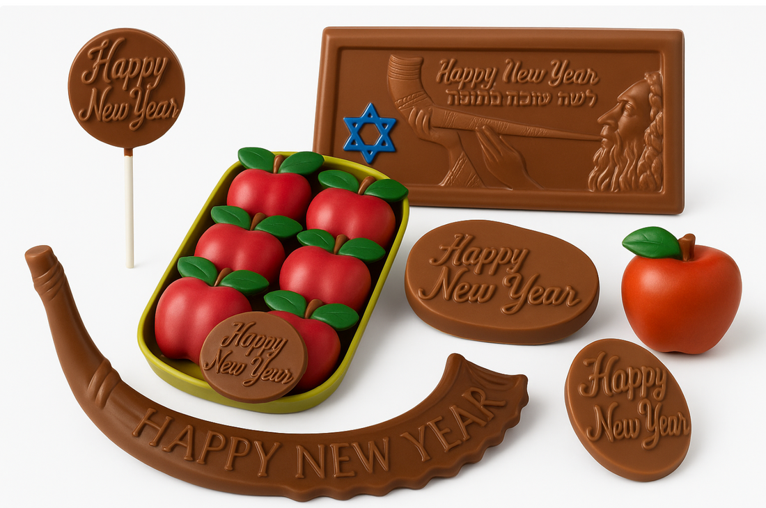 Rosh Hashana chocolate shofars and holiday chocolate lollipops