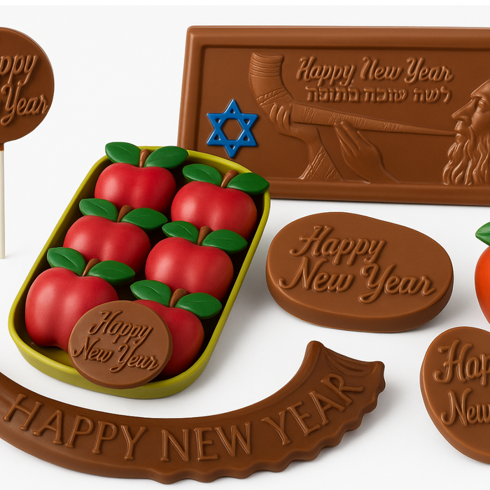 Rosh Hashana chocolate shofars and holiday chocolate lollipops