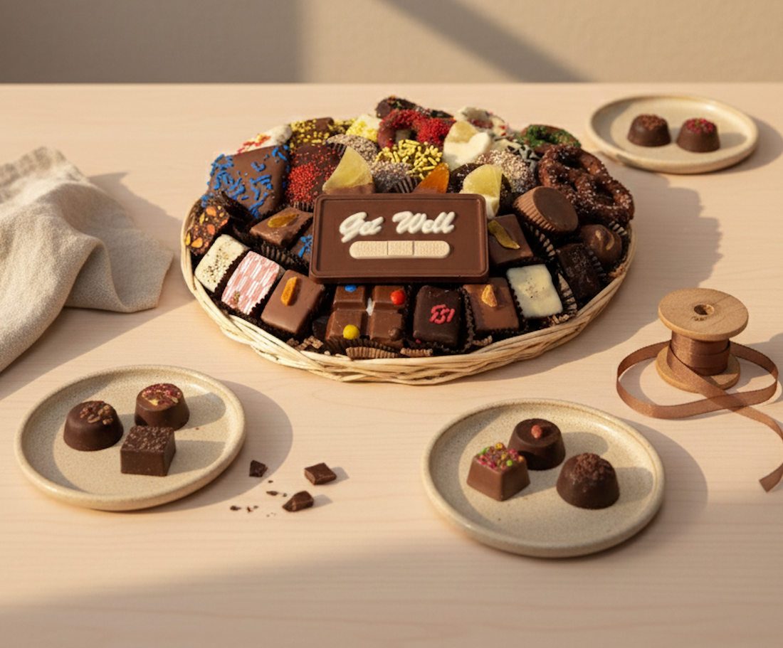 Get well gift basket from The Sweet Tooth chocolate factory in North Miami Beach
