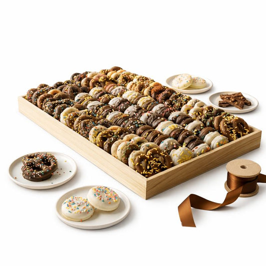 Chocolate dipped pretzel and Oreo tray, a shareable neighbor gift