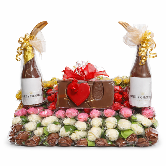 Chocolate Roses & Champagne Gift basket