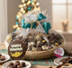 Ribbons and bow wrapped chocolate corporate gift basket