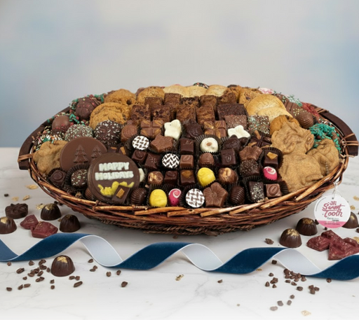 chocolate gift basket from sweet tooth with truffles and cookies 