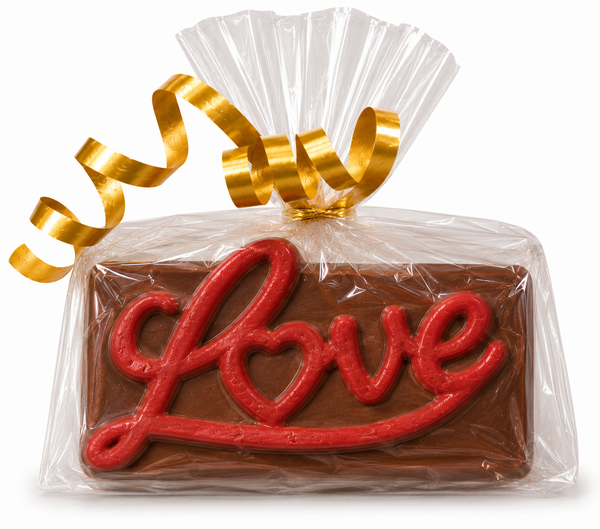 I Love You chocolate greeting card, 3 1/2 by 2 inch chocolate plaque