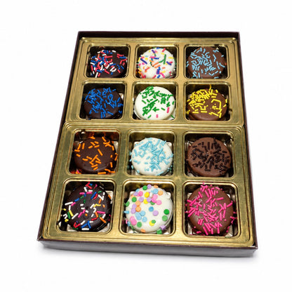Chocolate-covered Oreo gift box with assorted sprinkles for gifting and sharing The Sweet Tooth North Miami Beach since 1979