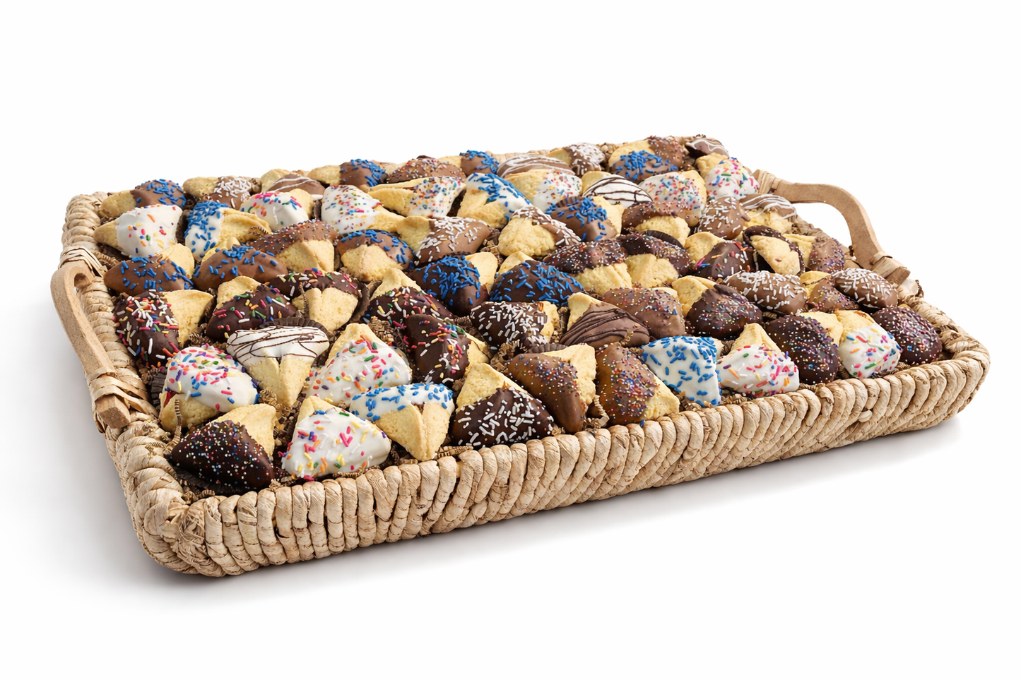 Chocolate dipped hamantaschen gift basket assortment with sprinkles The Sweet Tooth North Miami Beach since 1979