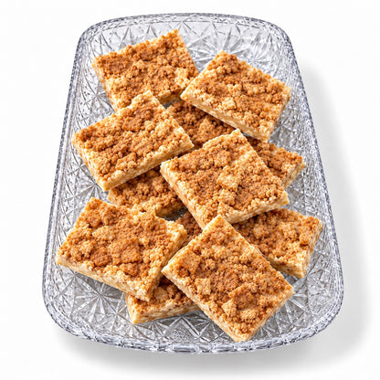 Cinnamon Toast Crunch white chocolate bark on a glass tray