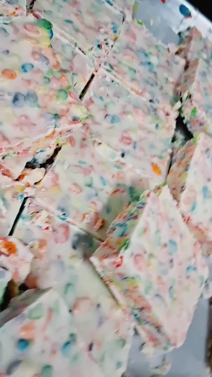 Real Fruity Pebbles white chocolate bark pieces at The Sweet Tooth
