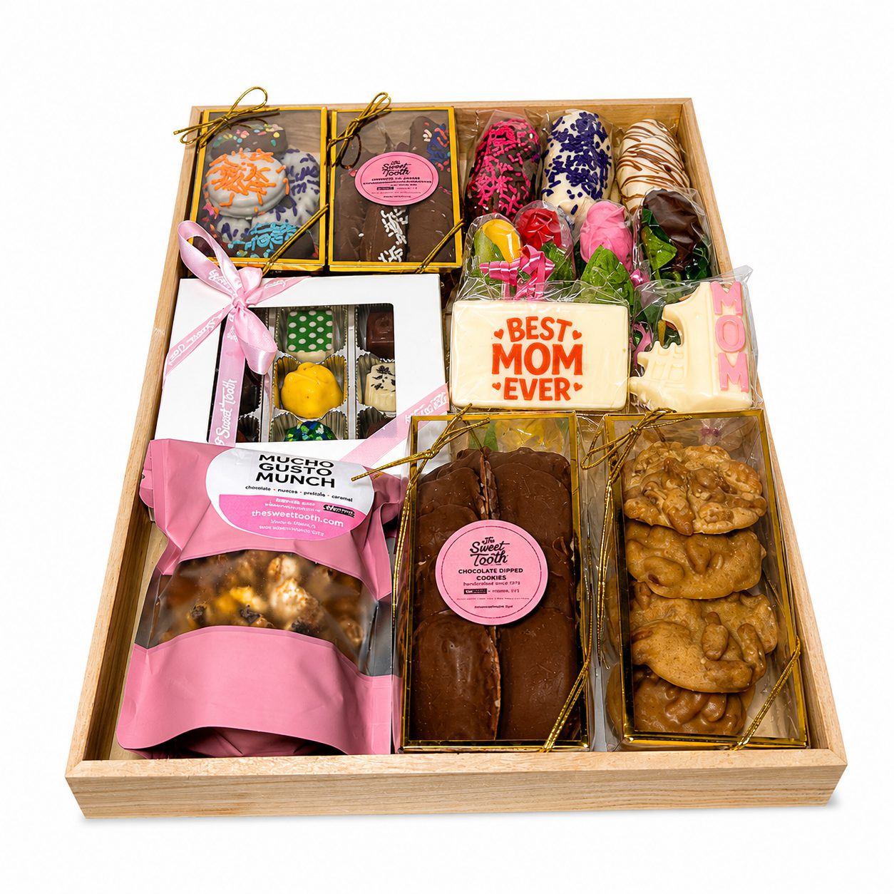 Mother’s Day deluxe chocolate gift tray with full assorted treats and sweets + large shareable gift + The Sweet Tooth North Miami Beach + since 1979
