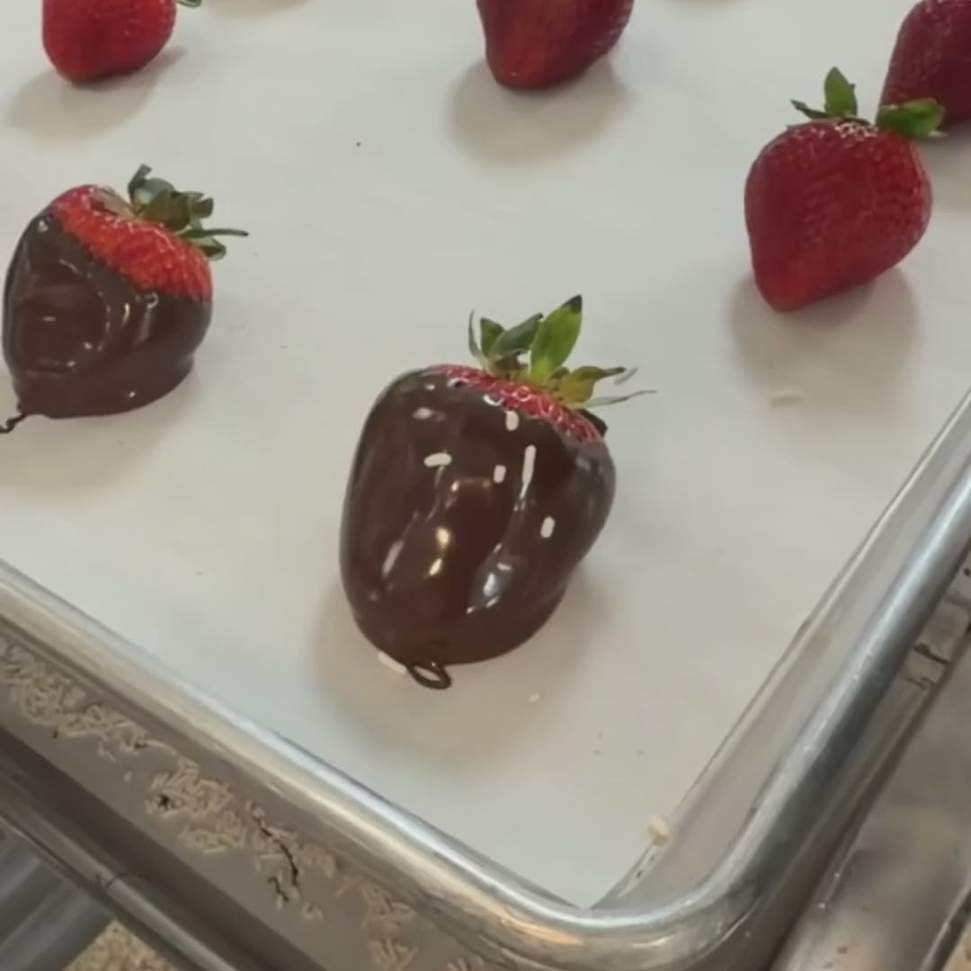 Chocolate covered strawberries being made at The Sweet Tooth