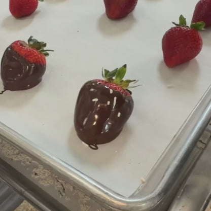 Chocolate covered strawberries being made at The Sweet Tooth